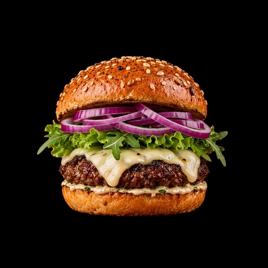 Double cheeseburger with lettuce and tomato